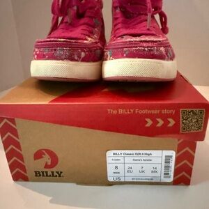 BILLY Classic DJR II Sasha’s Splatter Pink High-Top Sneakers Toddler 8 WIDE